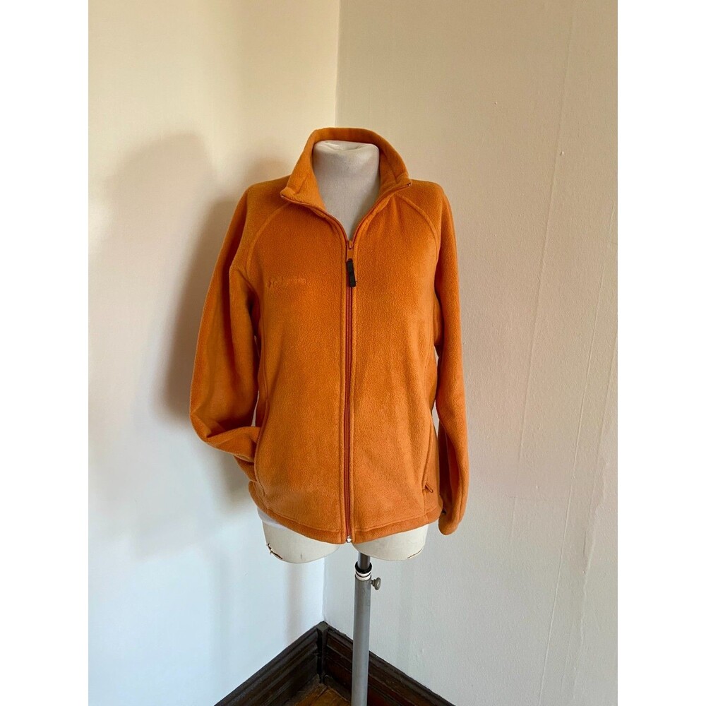 Columbia Jacket Women Med Orange Full Zip Fleece Outdoor WL6114 F04 Soft Drawstr